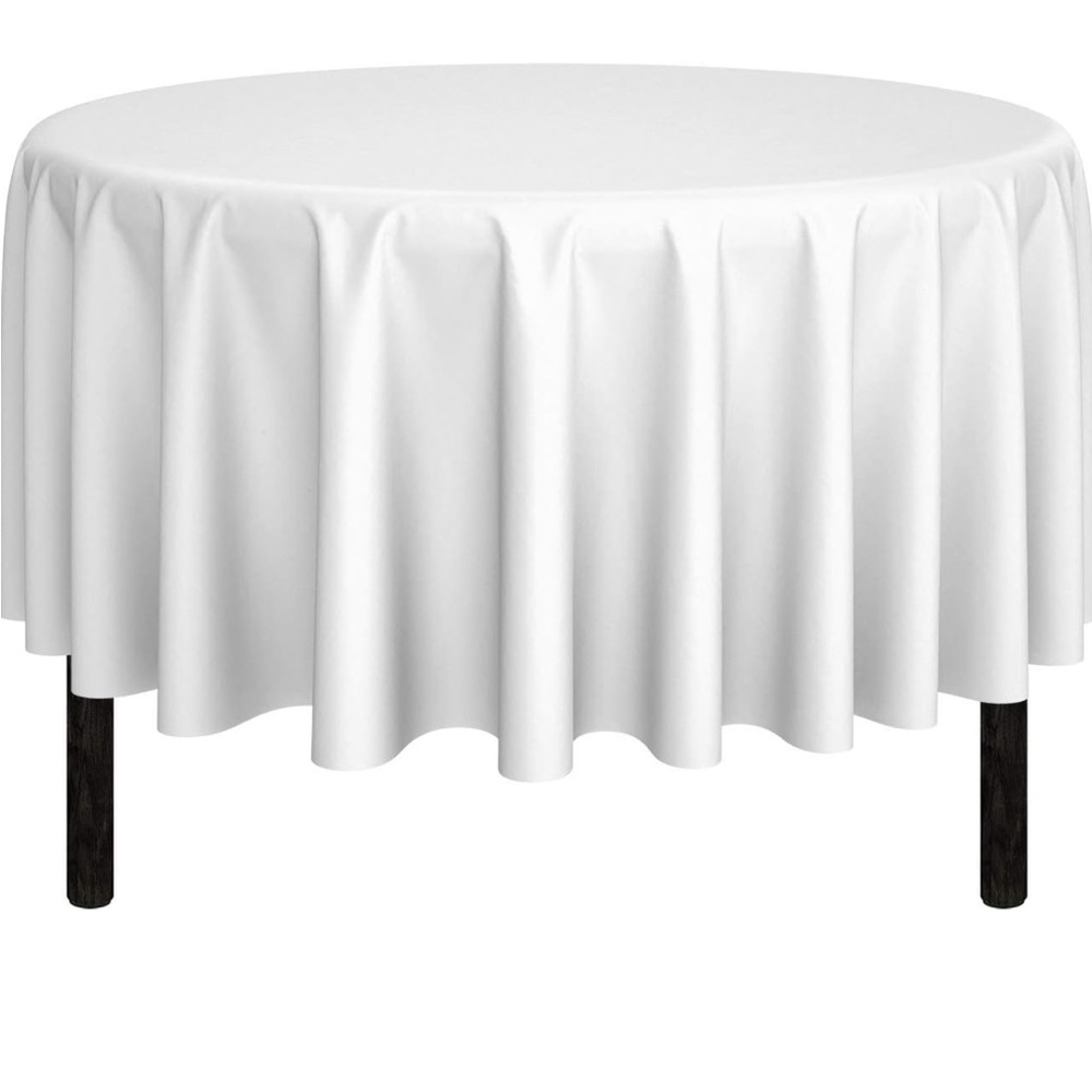90” Round White Table Cloth